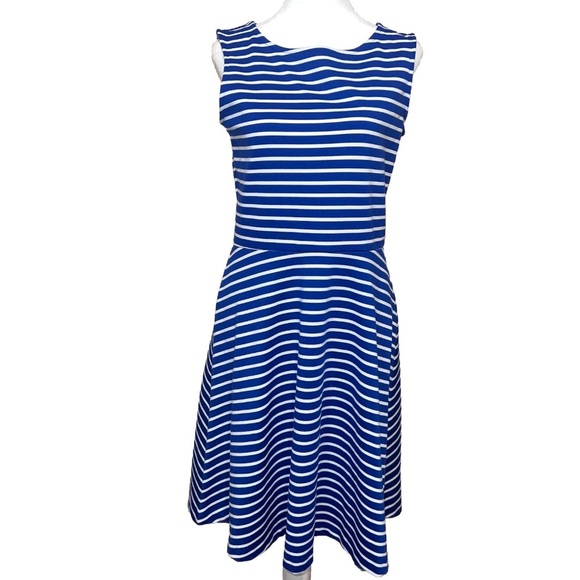 Talbots Dresses & Skirts - Talbots Blue & White Striped Sleeveless A-line Fit & Flare Dress Soft Knit Small